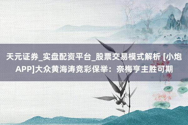 天元证券_实盘配资平台_股票交易模式解析 [小炮APP]大众黄海涛竞彩保举：奈梅亨主胜可期